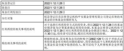 平安惠利纯债债券型证券投资基金分红公告