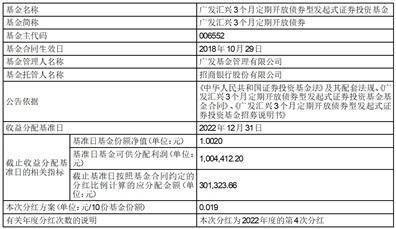 广发招财短债债券型证券投资基金 分红公告