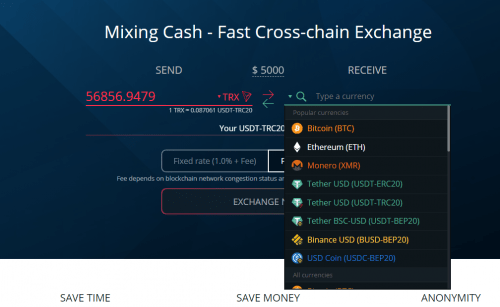跨链交易TRX混币实践:体验虚拟币兑换平台Mixing Cash的便利