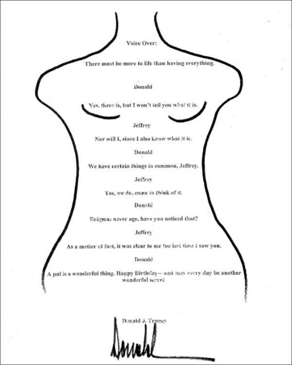 特朗普给爱泼斯坦生日贺卡曝光，含女性裸体画像