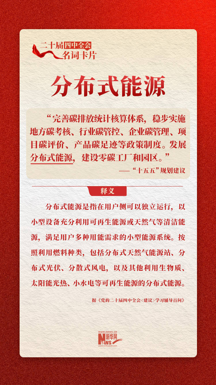 二十届四中全会名词卡片：分布式能源
